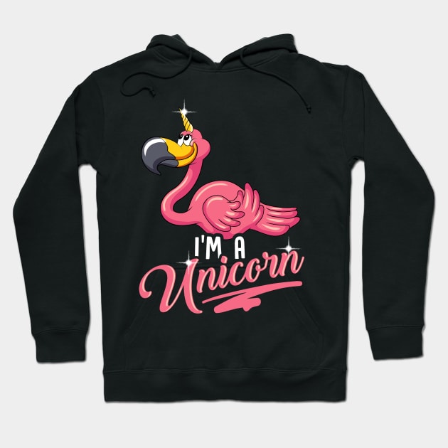 Adorable I'm a Unicorn Flamingo Cute Animal Hoodie by theperfectpresents